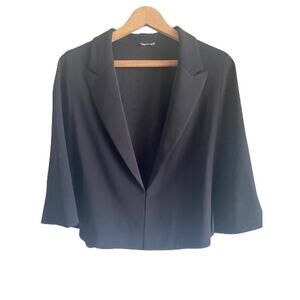 Glint Womens Black Tuxedo Trimmed Crop Cape Blazer Jacket One Size